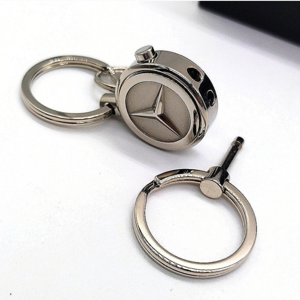 Genuine Silver Mercedes Benz Dual Fob Keychain Detachable for Valet OEM-Boxed - Picture 4 of 7